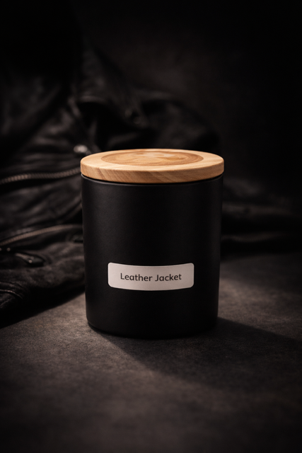 Leather Jacket/Unisex Candle- Matte Black 8 oz