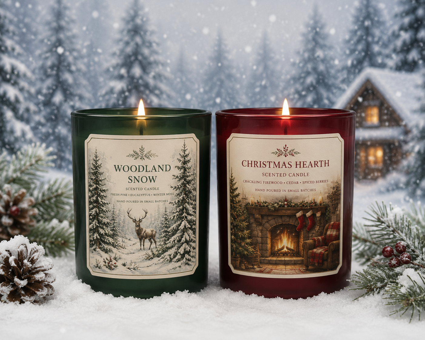 Christmas Hearth and Woodland Snow