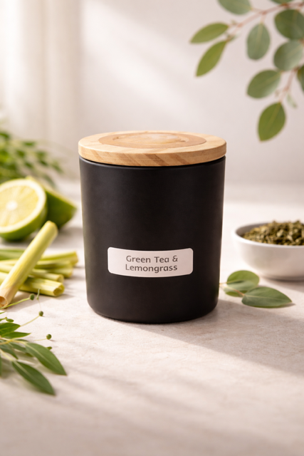 Green Tea & Lemongrass- Matte Black 8 oz